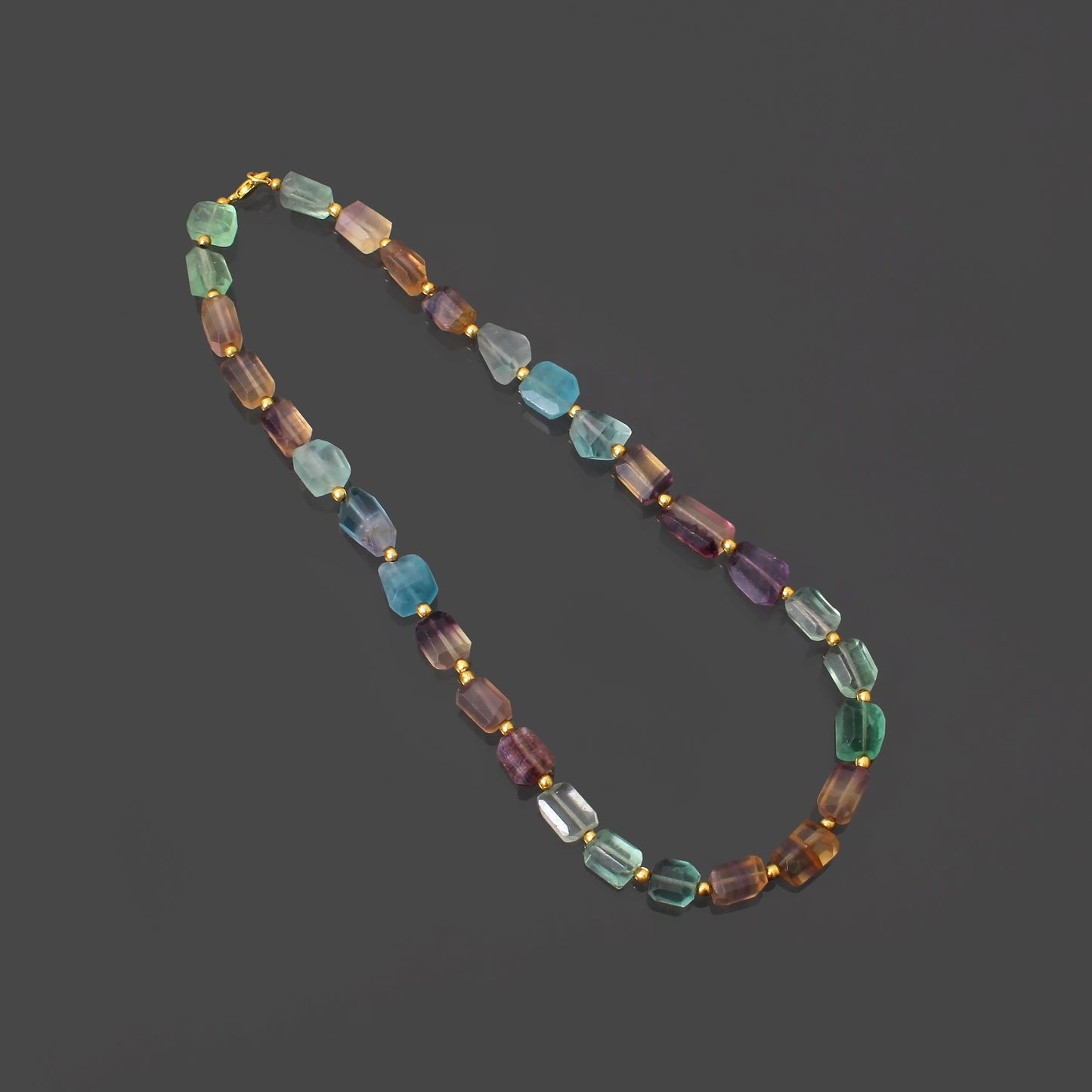 Embrace the Rainbow's Magic: Fluorite Faceted & Tumble Necklace