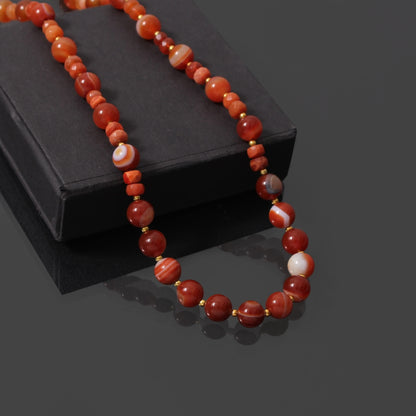 Mexican Opal and Orange Agate Gemstone Necklace - Ignite Passion & Grounding Energy