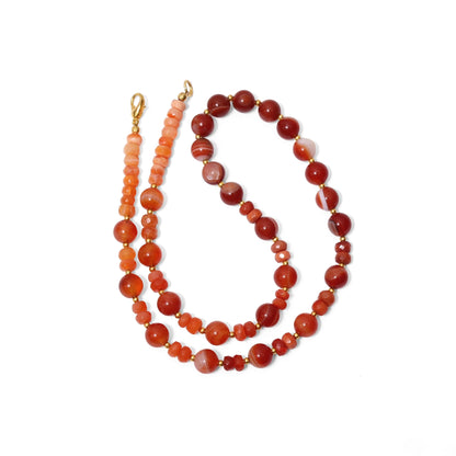 Mexican Opal and Orange Agate Gemstone Necklace - Ignite Passion & Grounding Energy