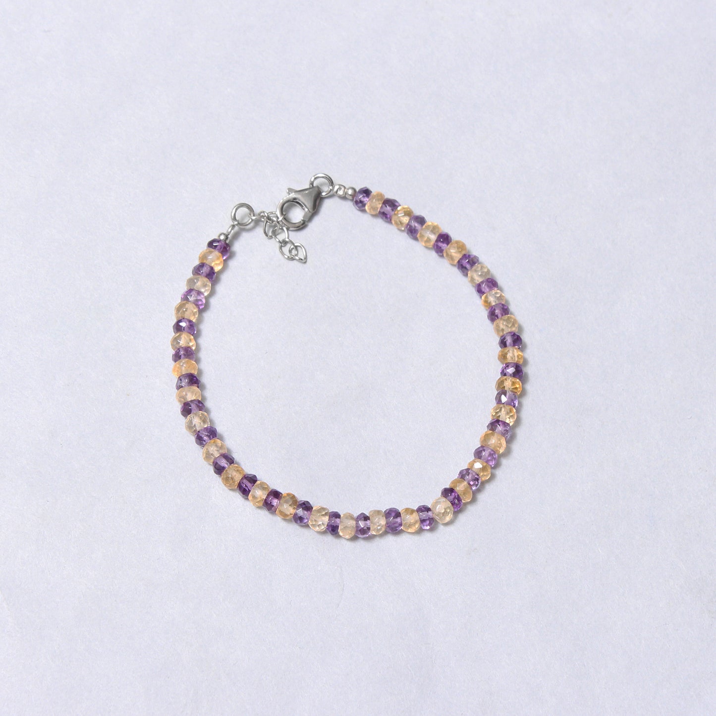 Natural Citrine & Amethyst Beaded Bracelet