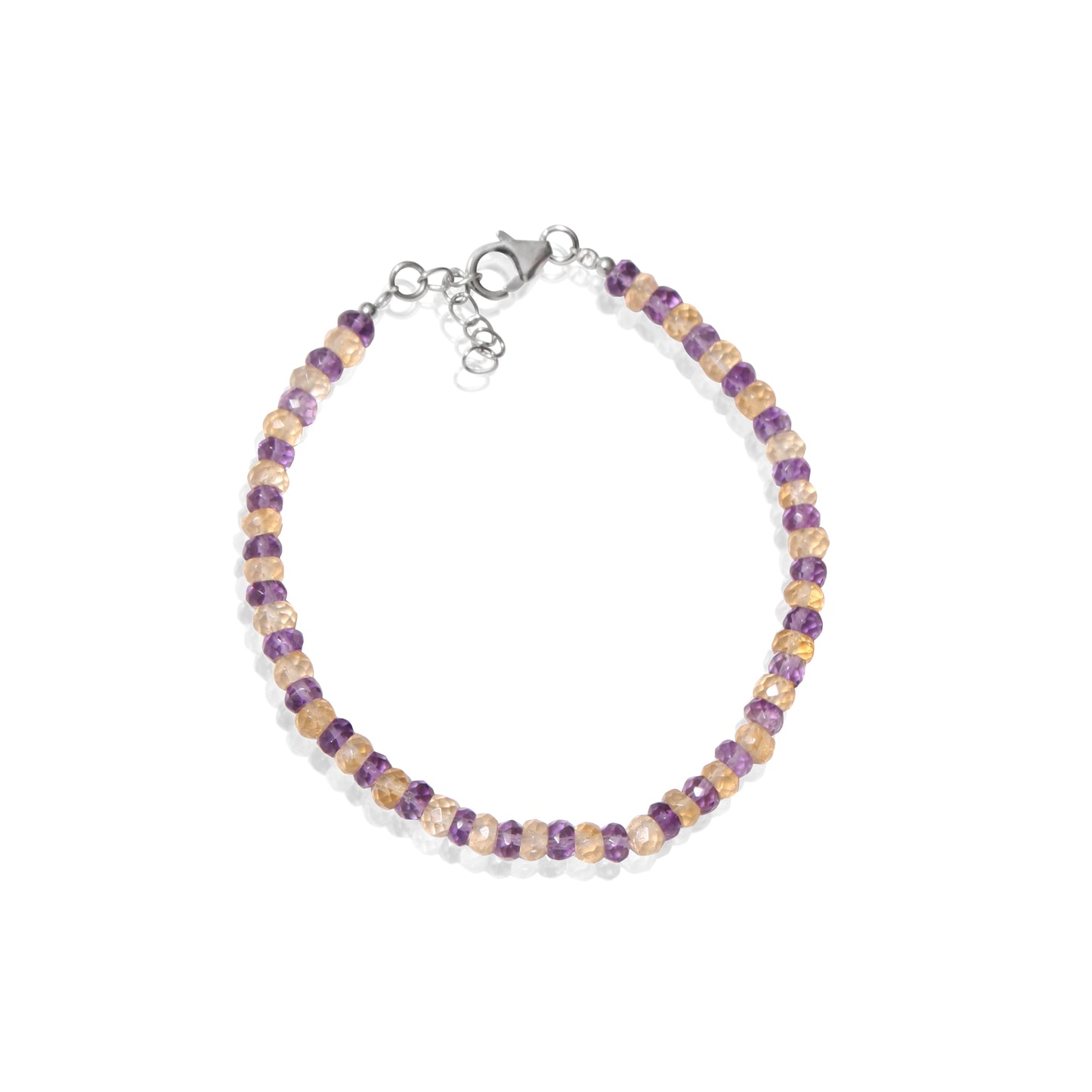 Natural Citrine & Amethyst Beaded Bracelet