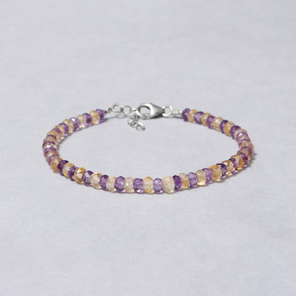 Natural Citrine & Amethyst Beaded Bracelet