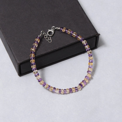 Natural Citrine & Amethyst Beaded Bracelet