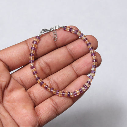 Natural Citrine & Amethyst Beaded Bracelet