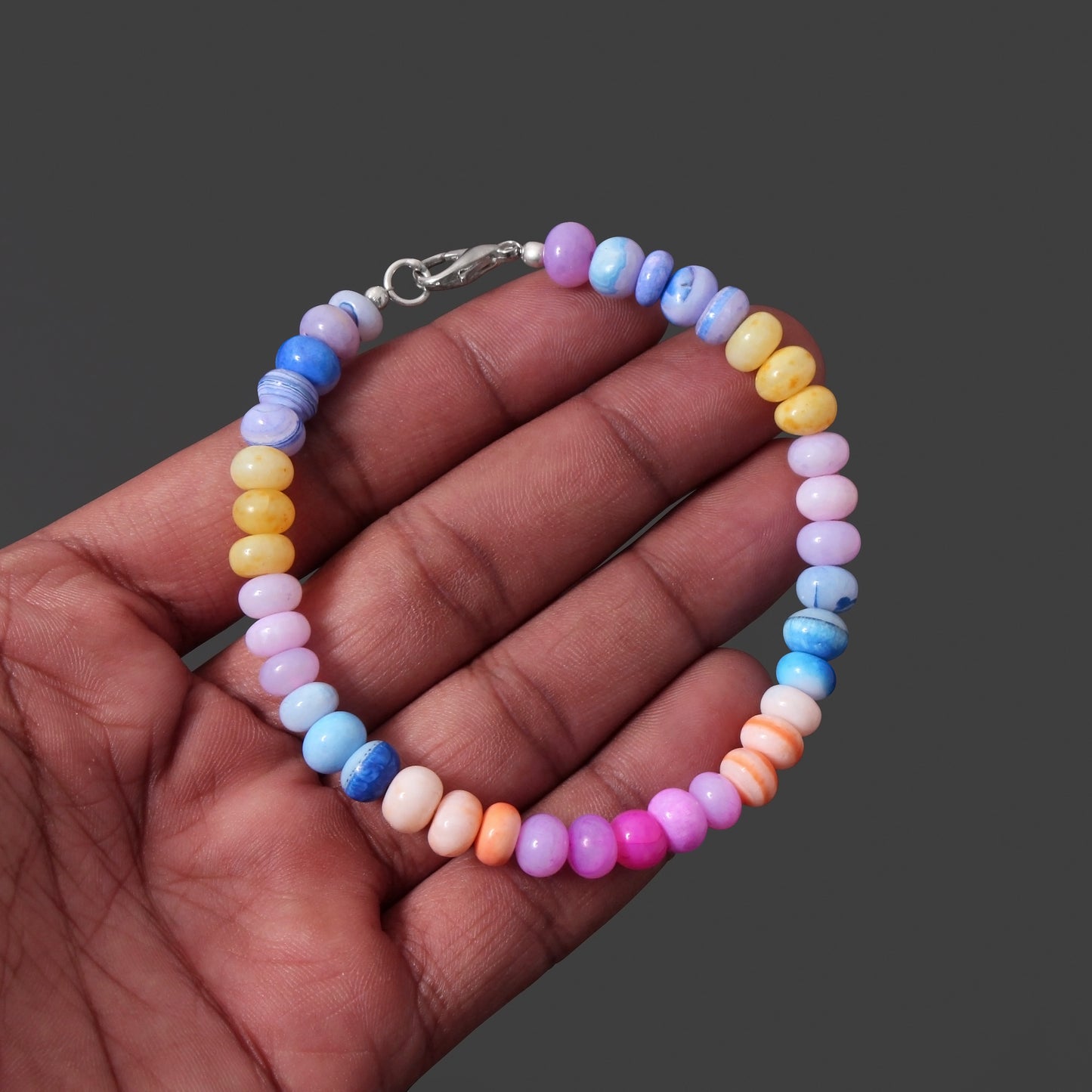 Unleash Positivity With The Natural Multi Candy Opal Gemstone Bracelet