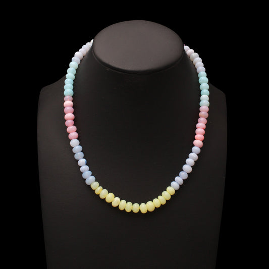 Multicolor Peruvian Candy Opal Beaded Necklace – Handmade Pastel Gemstone Jewelry