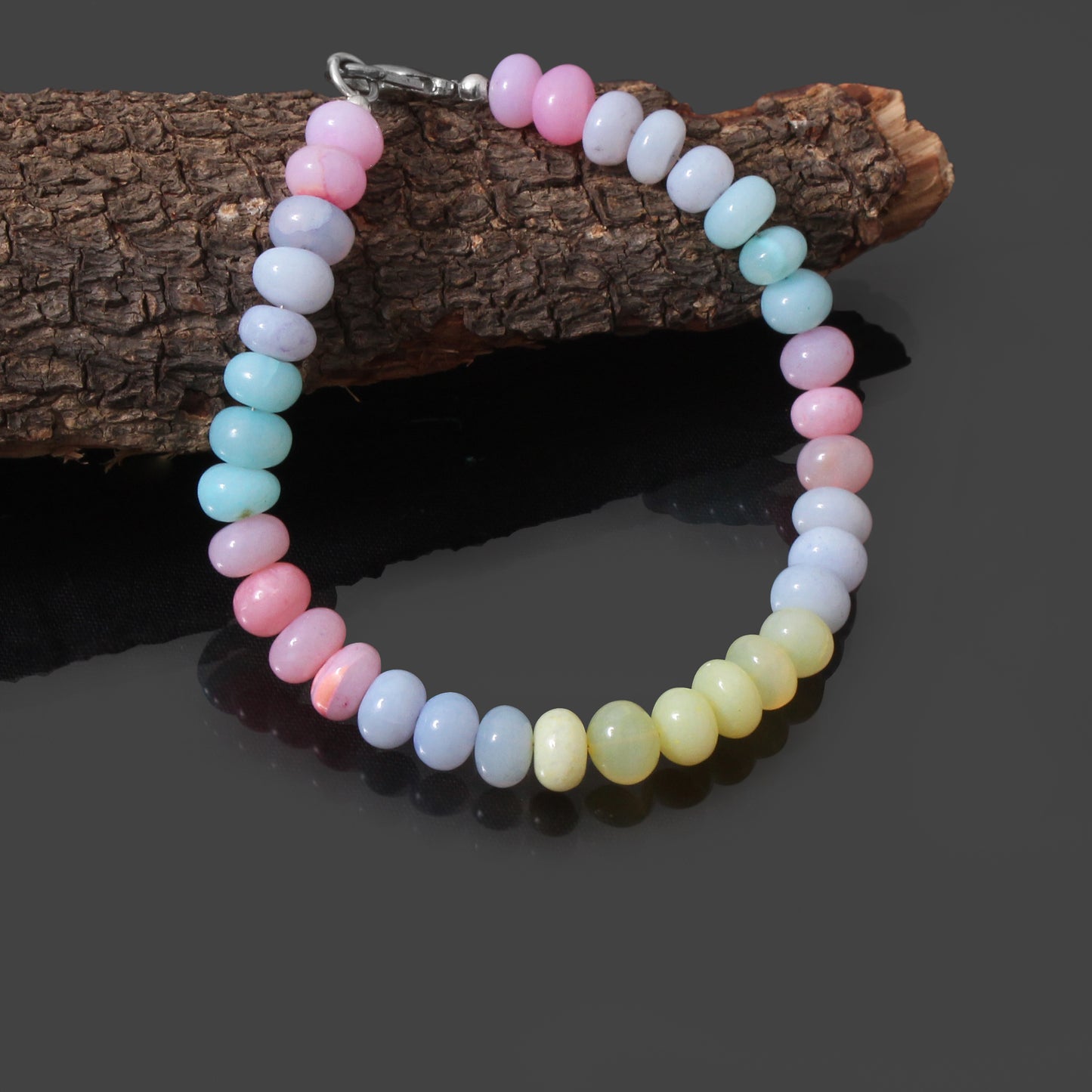 Rainbow Bliss Natural Candy Opal Gemstone Bracelet – Radiate Joy & Positivity