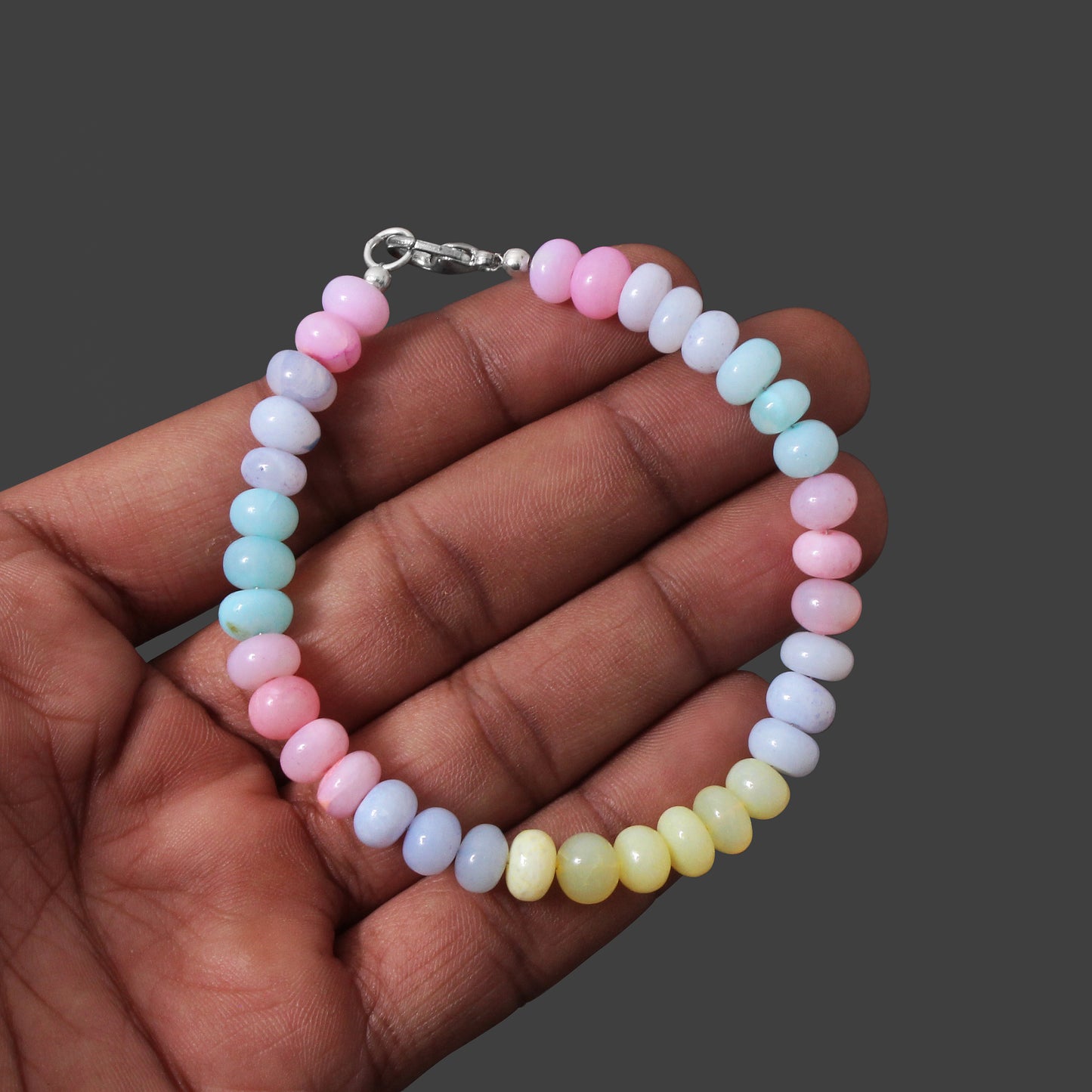 Rainbow Bliss Natural Candy Opal Gemstone Bracelet – Radiate Joy & Positivity