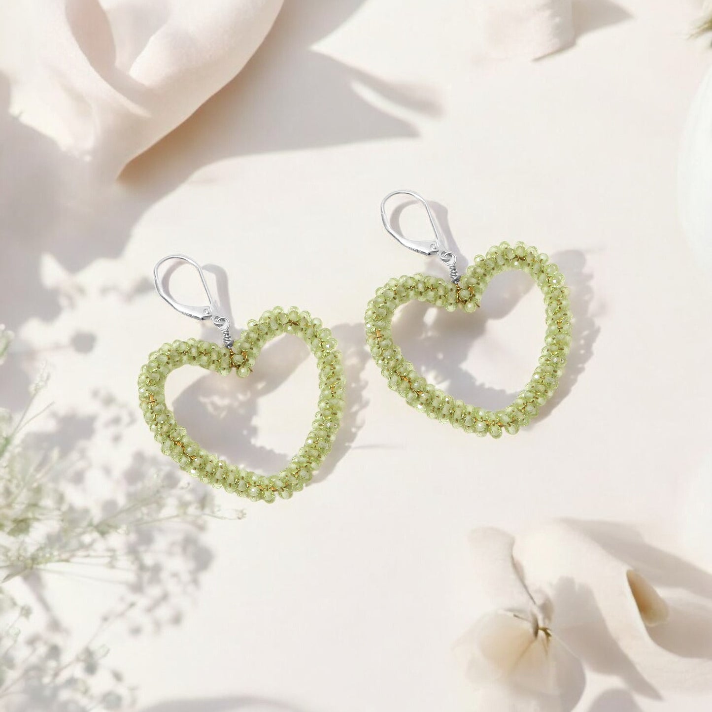 Green Peridot Heart Shape Earrings – Elegance & Positive Energy