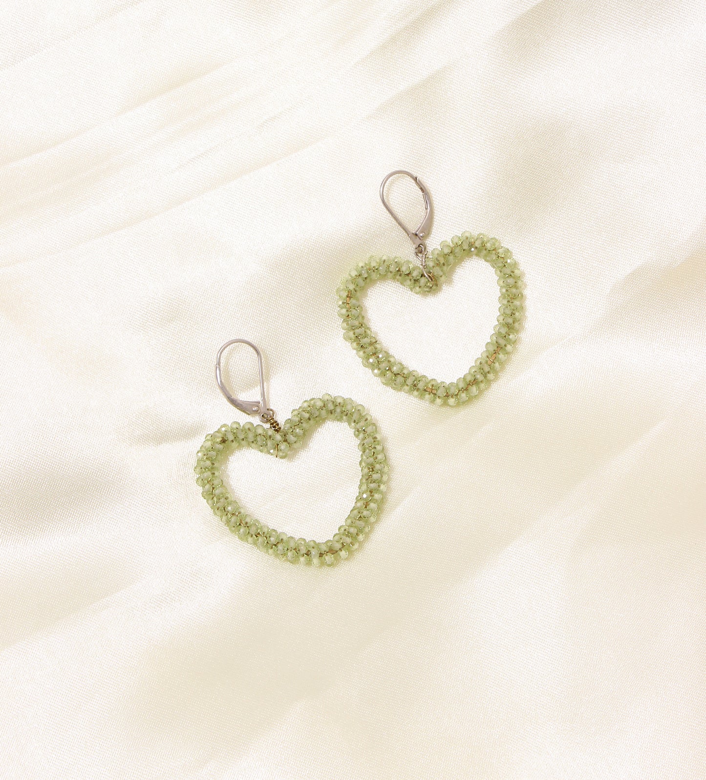 Green Peridot Heart Shape Earrings – Elegance & Positive Energy