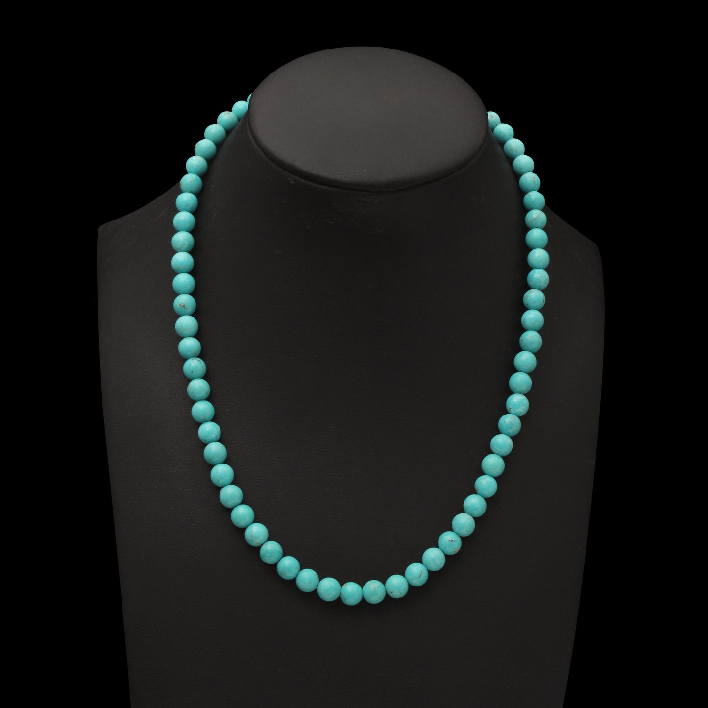 Natural Sky Arizona Turquoise Necklace – 7mm Round Beads | Genuine Turquoise Healing Stone Jewelry