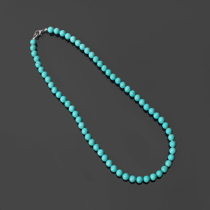 Natural Sky Arizona Turquoise Necklace – 7mm Round Beads | Genuine Turquoise Healing Stone Jewelry
