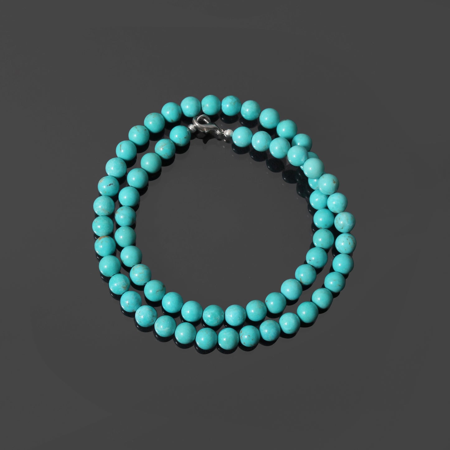 Natural Sky Arizona Turquoise Necklace – 7mm Round Beads | Genuine Turquoise Healing Stone Jewelry