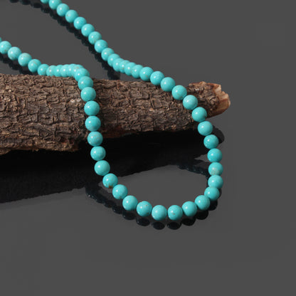 Natural Sky Arizona Turquoise Necklace – 7mm Round Beads | Genuine Turquoise Healing Stone Jewelry
