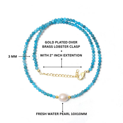 Elegant Natural Apatite & Pearl Necklace – Healing Crystal Jewelry for Balance & Inner Peace