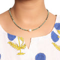 Elegant Natural Emerald & Pearl Beaded Necklace – Healing Green Gemstone Jewelry for Balance & Beauty