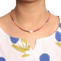 Elegant Shaded Ruby & Pearl Necklace – Natural Gemstone Jewelry for Love & Elegance