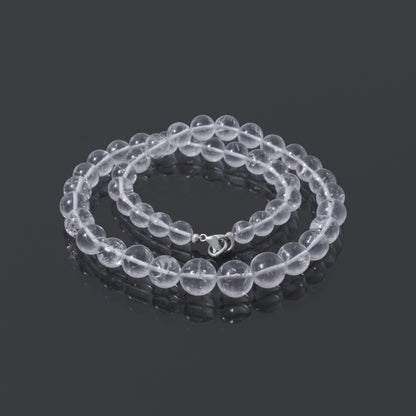 Hyalite Opal Smooth Round Beaded Necklace – Natural Clear Gemstone for Clarity & Spiritual Light
