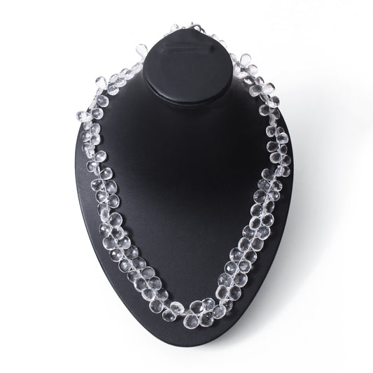 Hyalite Opal Pear-Shaped Beaded Necklace – Natural Clear Gemstone for Purity, Light & Spiritual Harmony