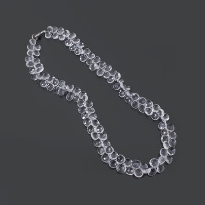 Hyalite Opal Pear-Shaped Beaded Necklace – Natural Clear Gemstone for Purity, Light & Spiritual Harmony