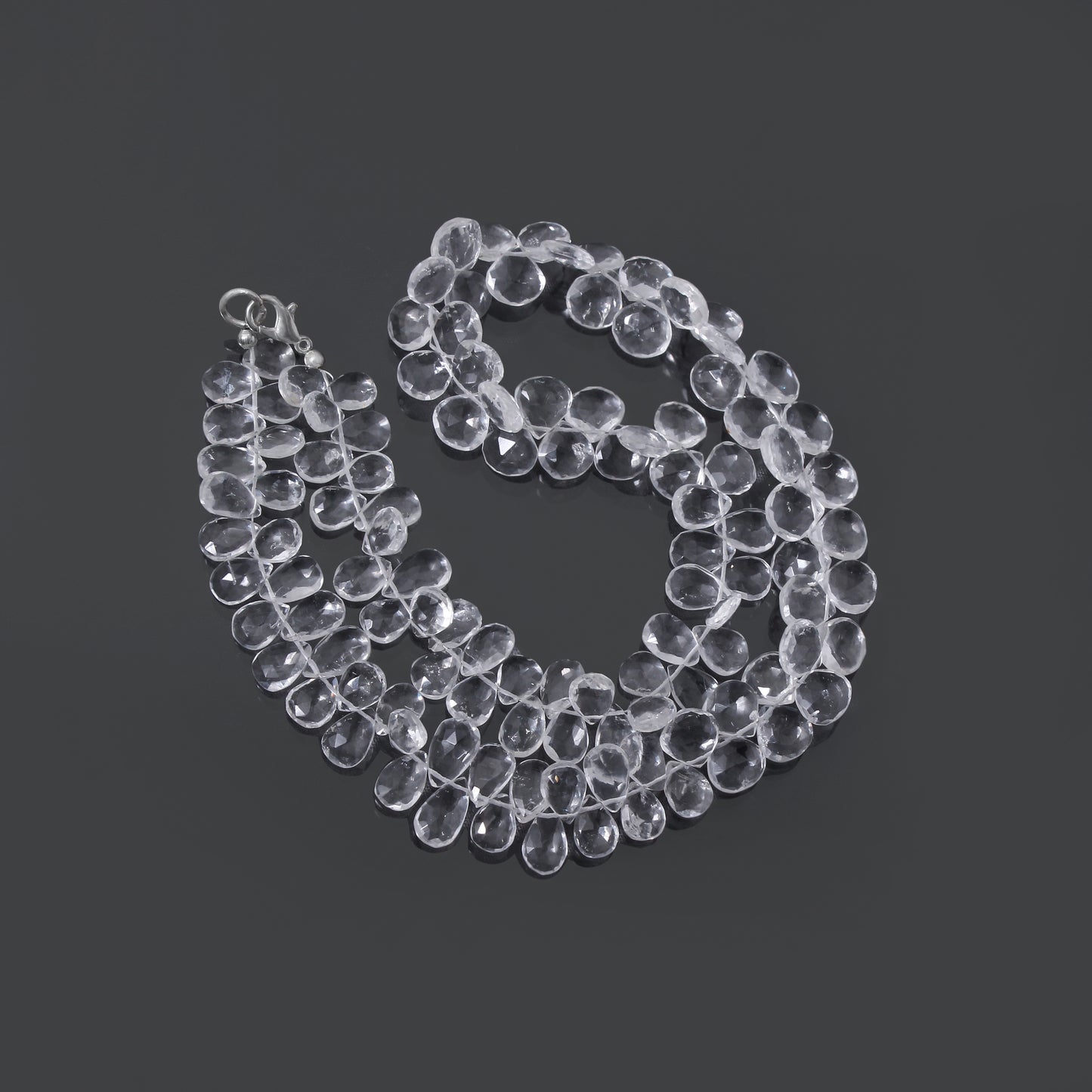 Hyalite Opal Pear-Shaped Beaded Necklace – Natural Clear Gemstone for Purity, Light & Spiritual Harmony