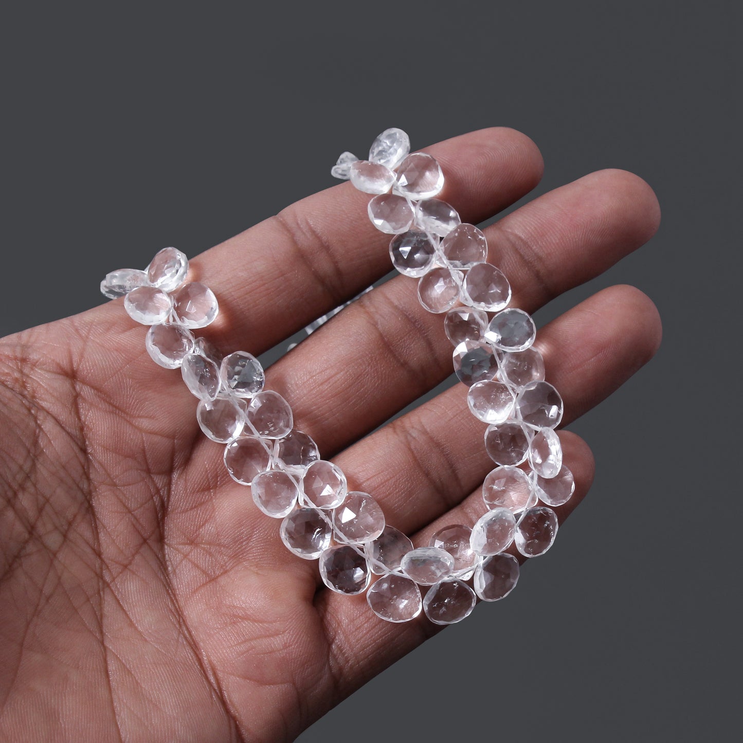 Hyalite Opal Pear-Shaped Beaded Necklace – Natural Clear Gemstone for Purity, Light & Spiritual Harmony