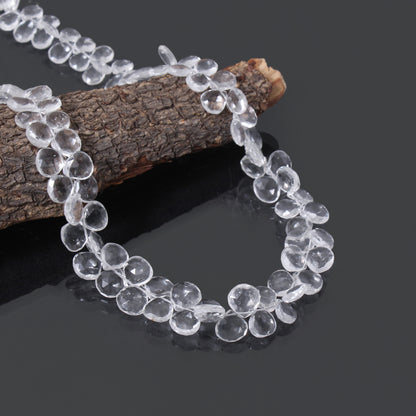 Hyalite Opal Pear-Shaped Beaded Necklace – Natural Clear Gemstone for Purity, Light & Spiritual Harmony