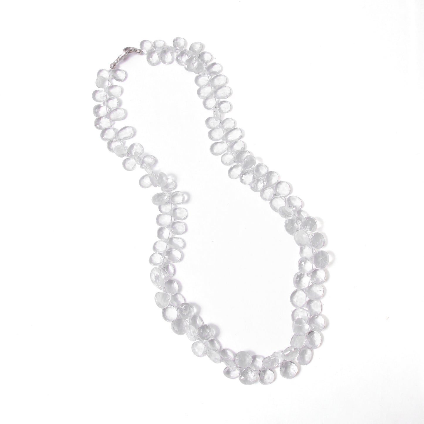 Hyalite Opal Pear-Shaped Beaded Necklace – Natural Clear Gemstone for Purity, Light & Spiritual Harmony