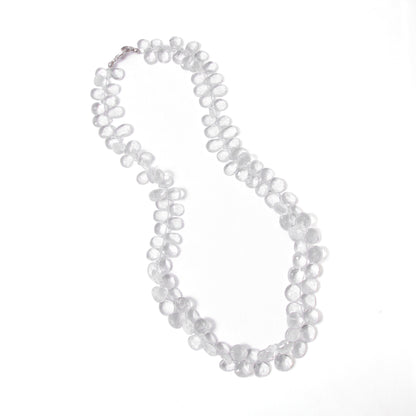 Hyalite Opal Pear-Shaped Beaded Necklace – Natural Clear Gemstone for Purity, Light & Spiritual Harmony