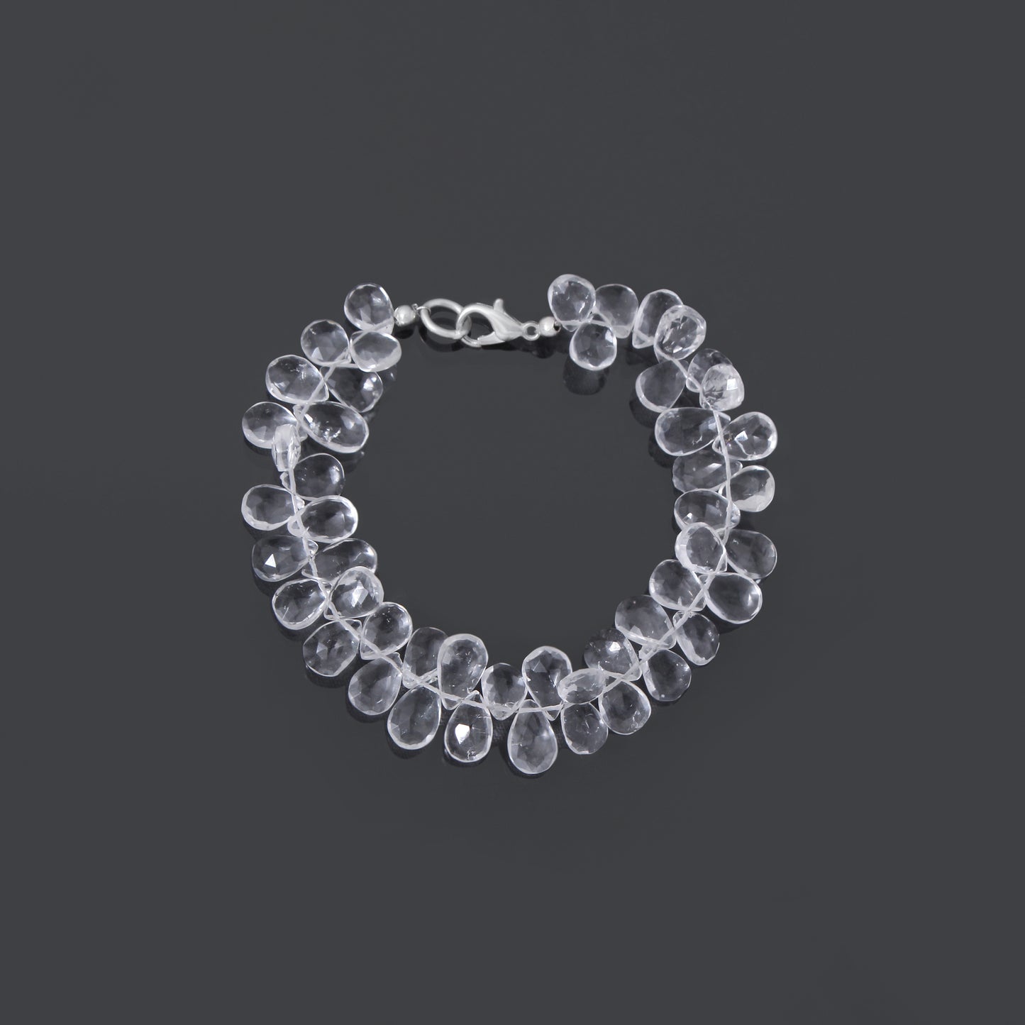 Hyalite Opal Faceted Pear Gemstone Bracelet – Natural Clear Opal for Light, Clarity & Spiritual Healing