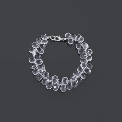 Hyalite Opal Faceted Pear Gemstone Bracelet – Natural Clear Opal for Light, Clarity & Spiritual Healing