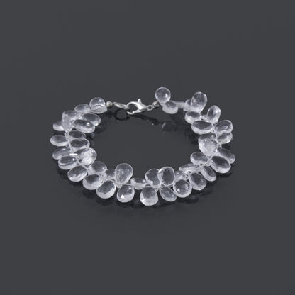 Hyalite Opal Faceted Pear Gemstone Bracelet – Natural Clear Opal for Light, Clarity & Spiritual Healing