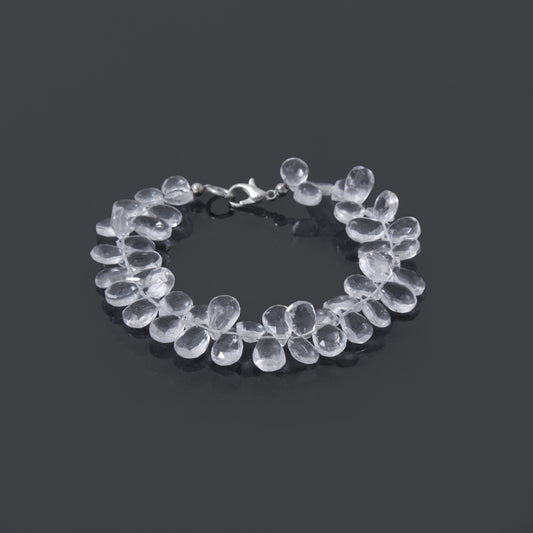 Hyalite Opal Faceted Pear Gemstone Bracelet – Natural Clear Opal for Light, Clarity & Spiritual Healing