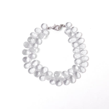 Hyalite Opal Faceted Pear Gemstone Bracelet – Natural Clear Opal for Light, Clarity & Spiritual Healing