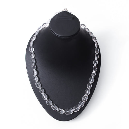 Hyalite Opal Faceted Oval Gemstone Necklace – Natural Clear Opal for Light, Clarity & Spiritual Harmony