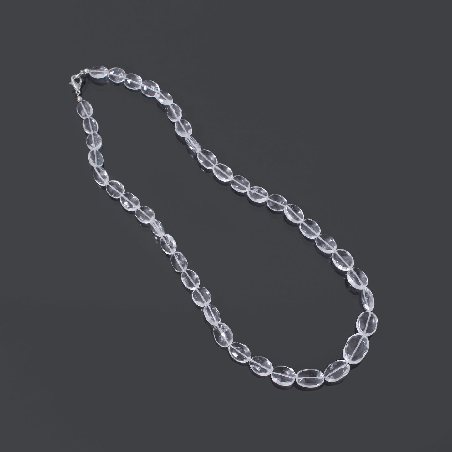 Hyalite Opal Faceted Oval Gemstone Necklace – Natural Clear Opal for Light, Clarity & Spiritual Harmony