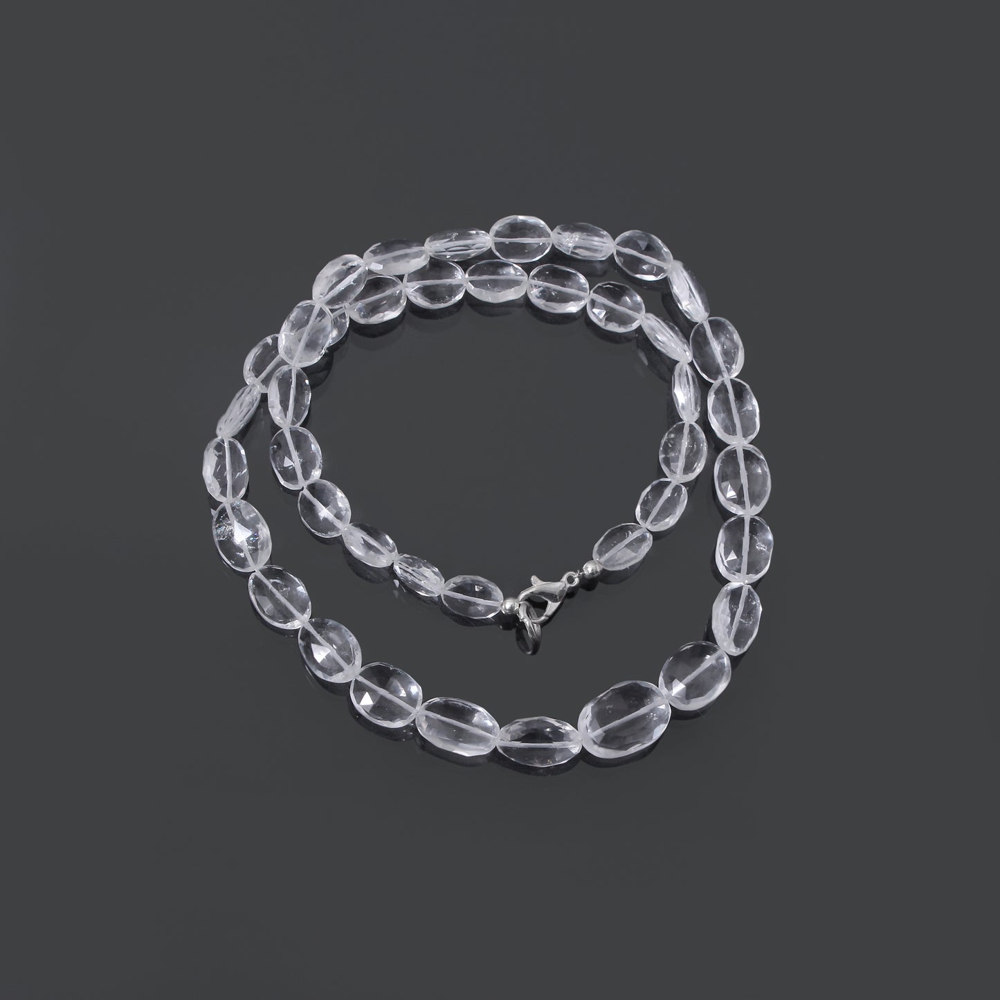 Hyalite Opal Faceted Oval Gemstone Necklace – Natural Clear Opal for Light, Clarity & Spiritual Harmony