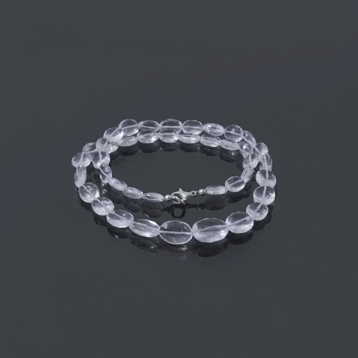 Hyalite Opal Faceted Oval Gemstone Necklace – Natural Clear Opal for Light, Clarity & Spiritual Harmony