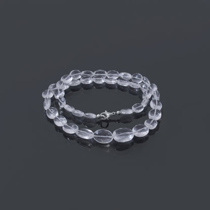 Hyalite Opal Faceted Oval Gemstone Necklace – Natural Clear Opal for Light, Clarity & Spiritual Harmony