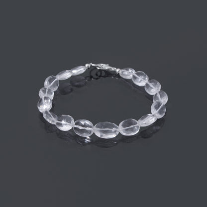 Natural Hyalite Opal Faceted Oval-Shaped Gemstone Bracelet – Crystal Clear Energy & Emotional Balance
