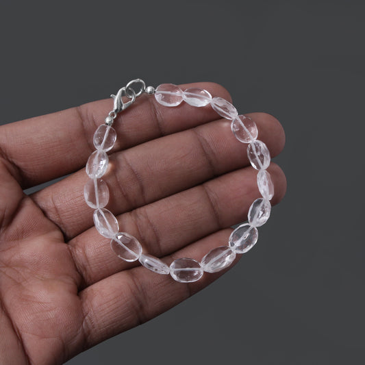 Natural Hyalite Opal Faceted Oval-Shaped Gemstone Bracelet – Crystal Clear Energy & Emotional Balance