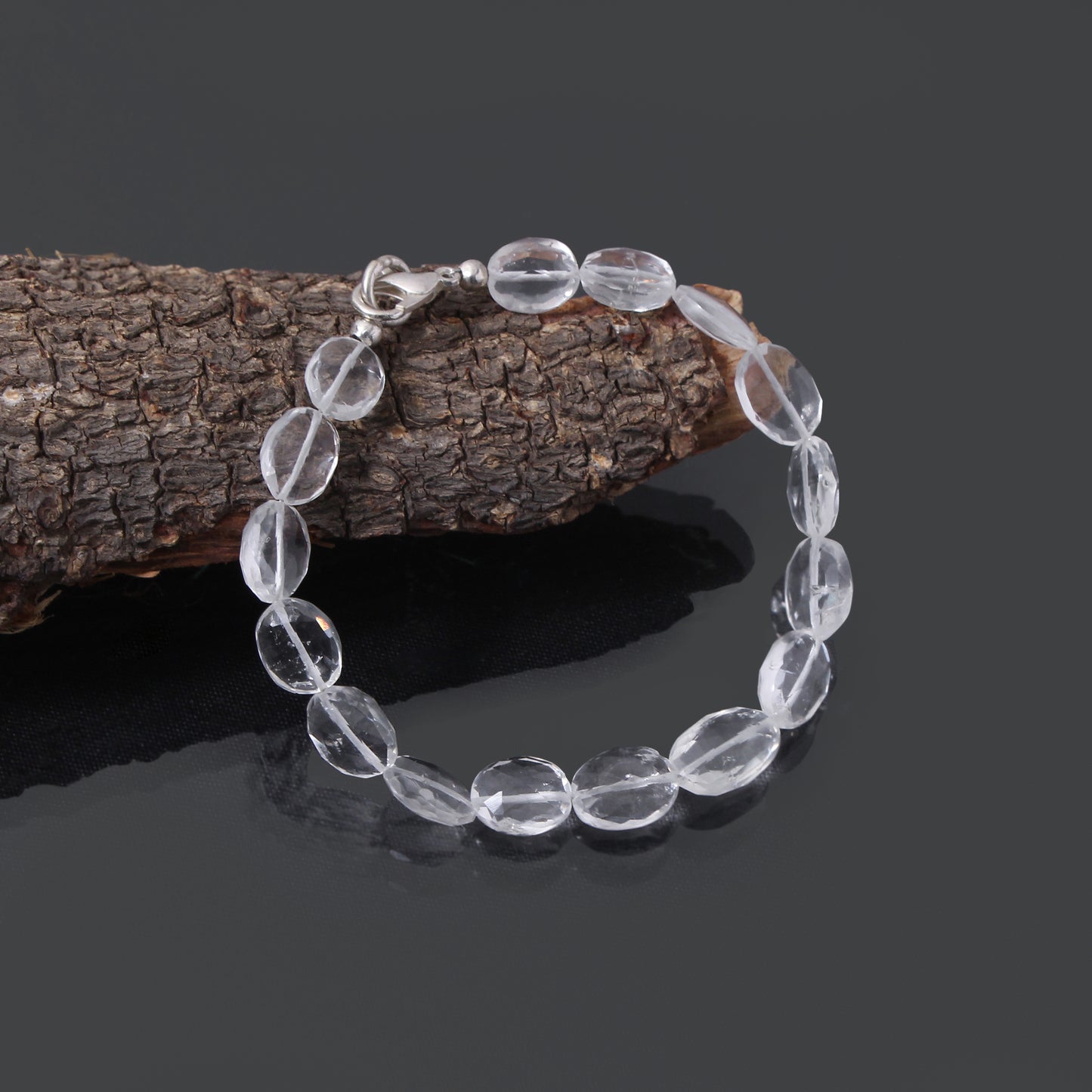 Natural Hyalite Opal Faceted Oval-Shaped Gemstone Bracelet – Crystal Clear Energy & Emotional Balance