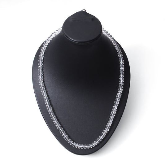 Natural Hyalite Opal Rondelle Bead Gemstone Necklace – Crystal Clarity & Positive Energy