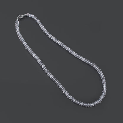 Natural Hyalite Opal Rondelle Bead Gemstone Necklace – Crystal Clarity & Positive Energy