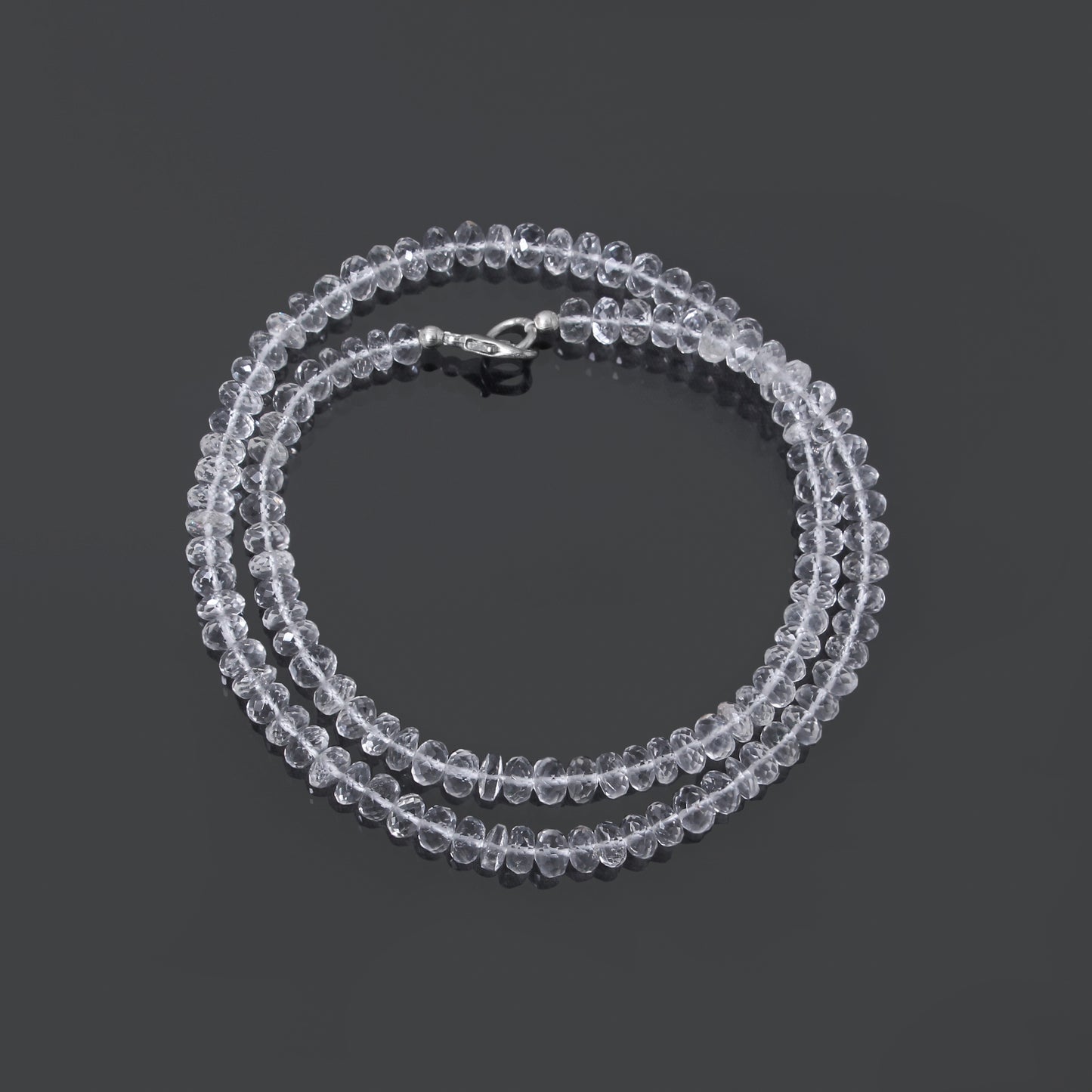 Natural Hyalite Opal Rondelle Bead Gemstone Necklace – Crystal Clarity & Positive Energy