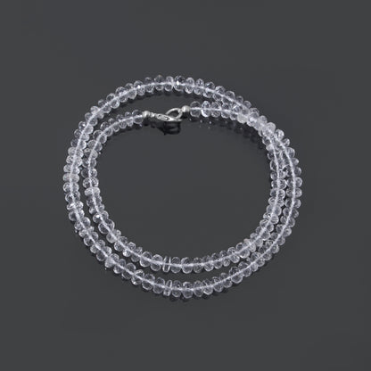 Natural Hyalite Opal Rondelle Bead Gemstone Necklace – Crystal Clarity & Positive Energy