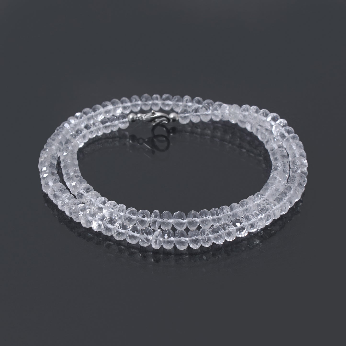 Natural Hyalite Opal Rondelle Bead Gemstone Necklace – Crystal Clarity & Positive Energy