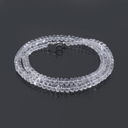 Natural Hyalite Opal Rondelle Bead Gemstone Necklace – Crystal Clarity & Positive Energy