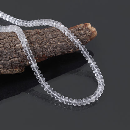 Natural Hyalite Opal Rondelle Bead Gemstone Necklace – Crystal Clarity & Positive Energy