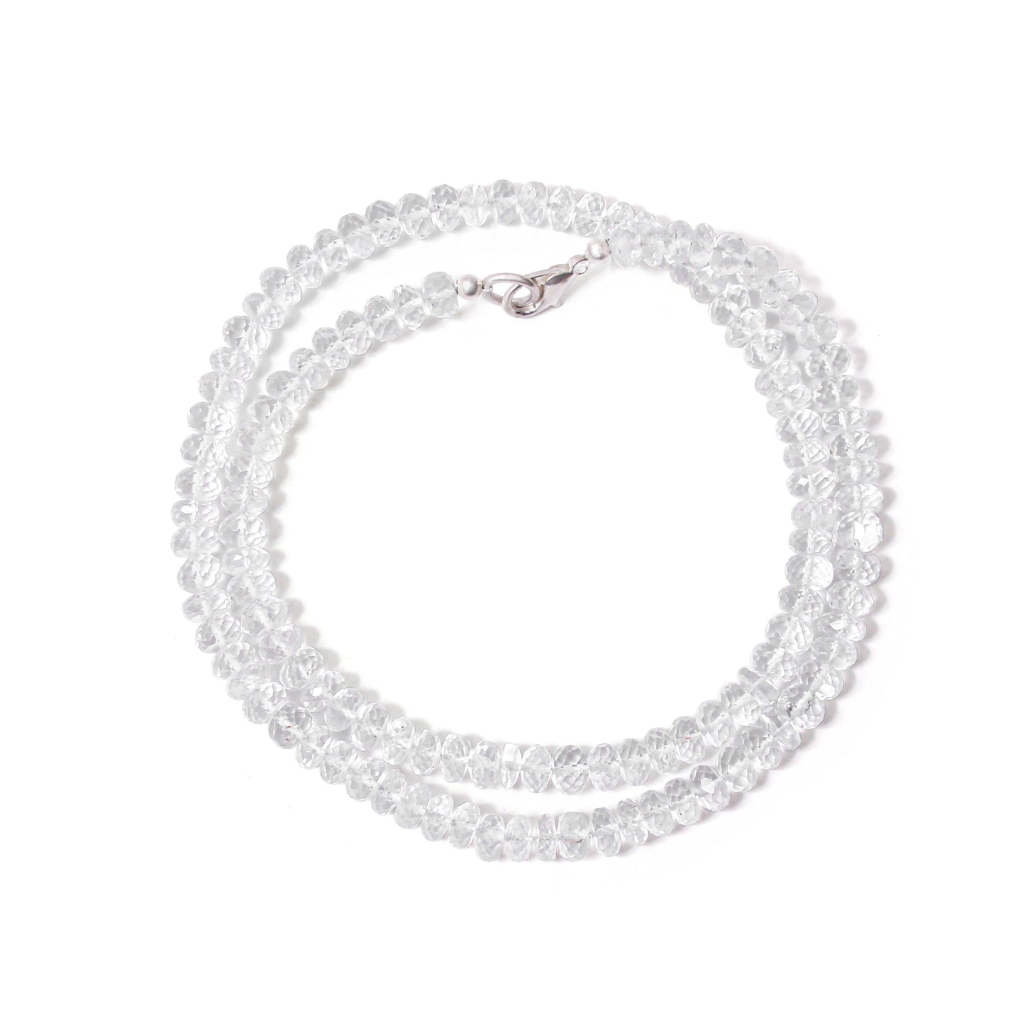 Natural Hyalite Opal Rondelle Bead Gemstone Necklace – Crystal Clarity & Positive Energy